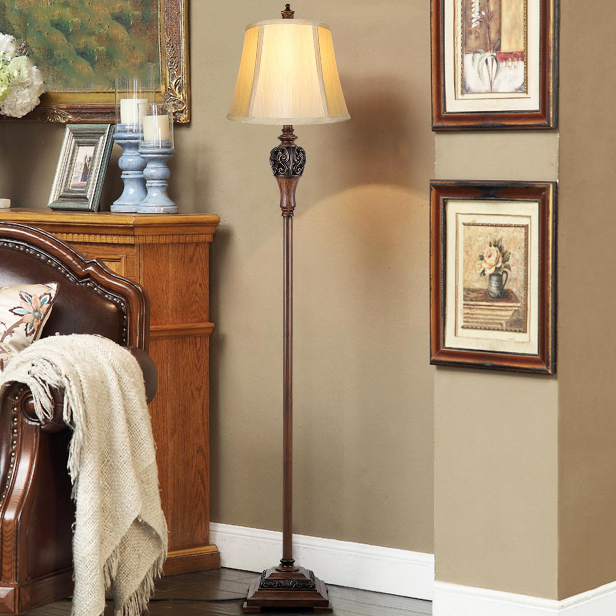 Vintage Floor Lamp for Living Room, Traditional Tall Standing Lamp