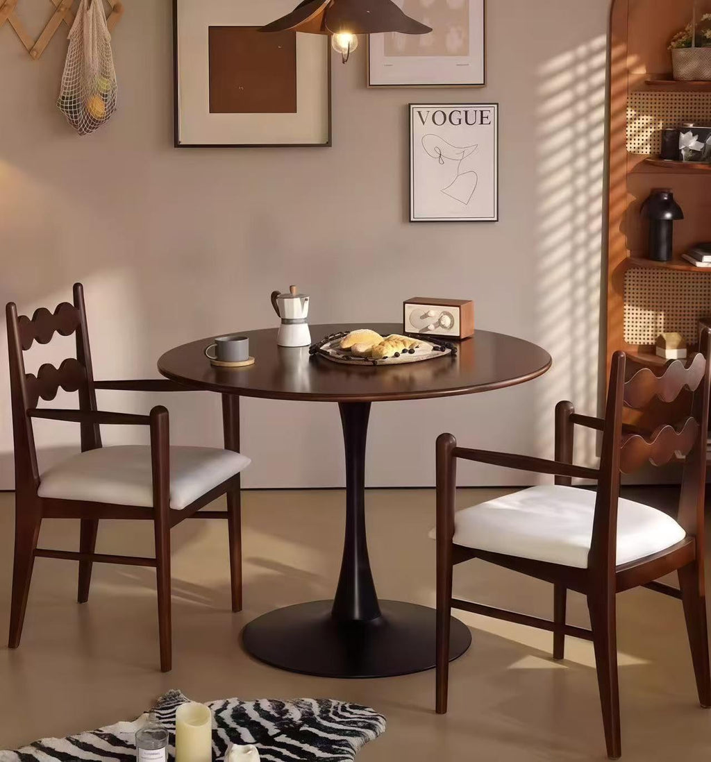 Round Tulip Table, 31.5'' Modern Dining Table with MDF Top and Steel Base Tulip Round Kitchen Table,Mid Century Coffee Table for Living Room