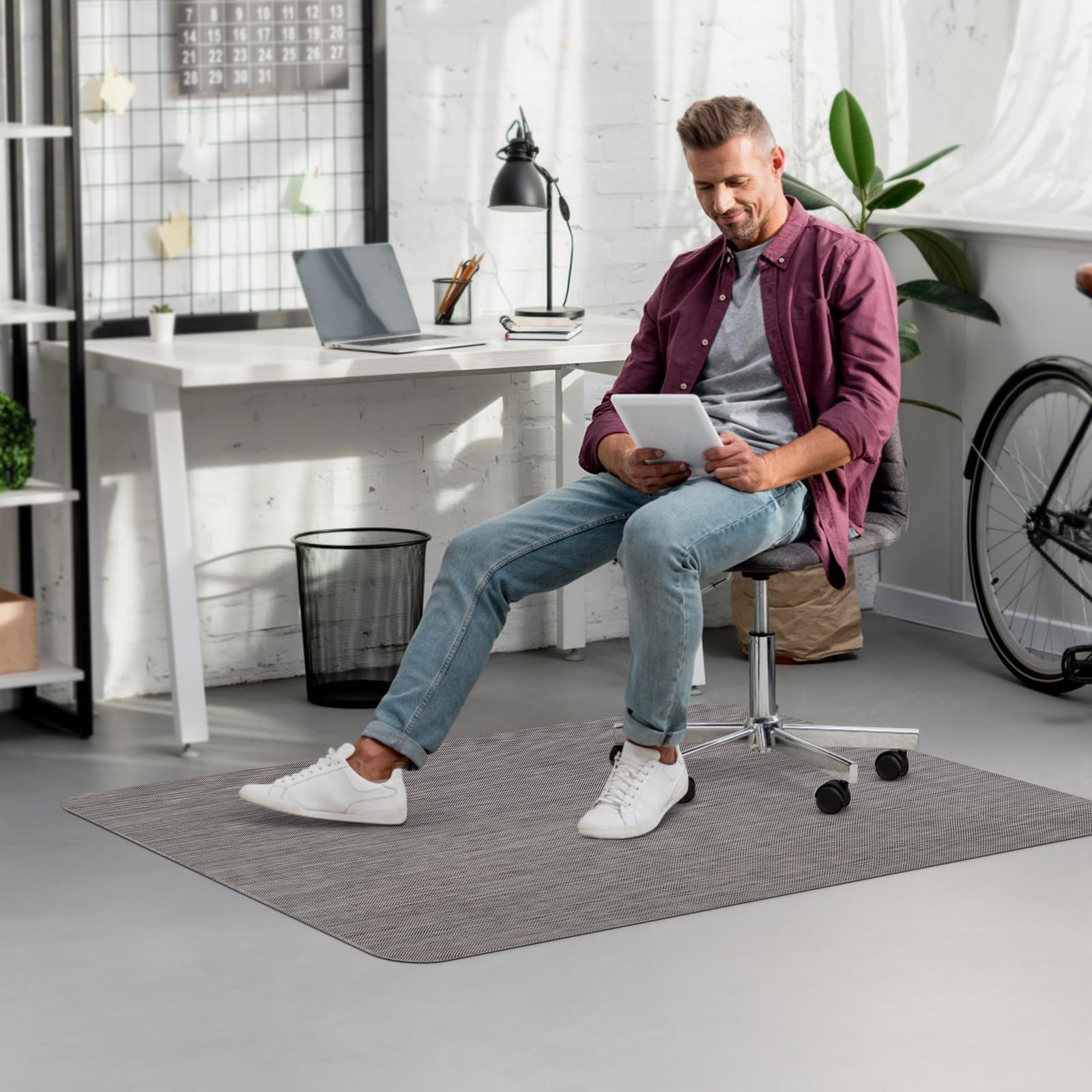 Office Chair Mat for Hardwood Floor, 36" x 48" Desk Computer Chair Mat for Hard Wood and Tile Floor, Large Anti-Slip Hard Floor Protector Rolling Chair Mat, PVC Mat Desk Rug for Office Home