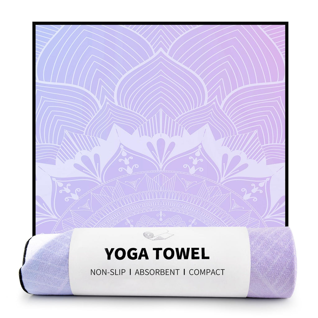 Non Slip Hot Yoga Towel, 70"x26", Purple Mandala