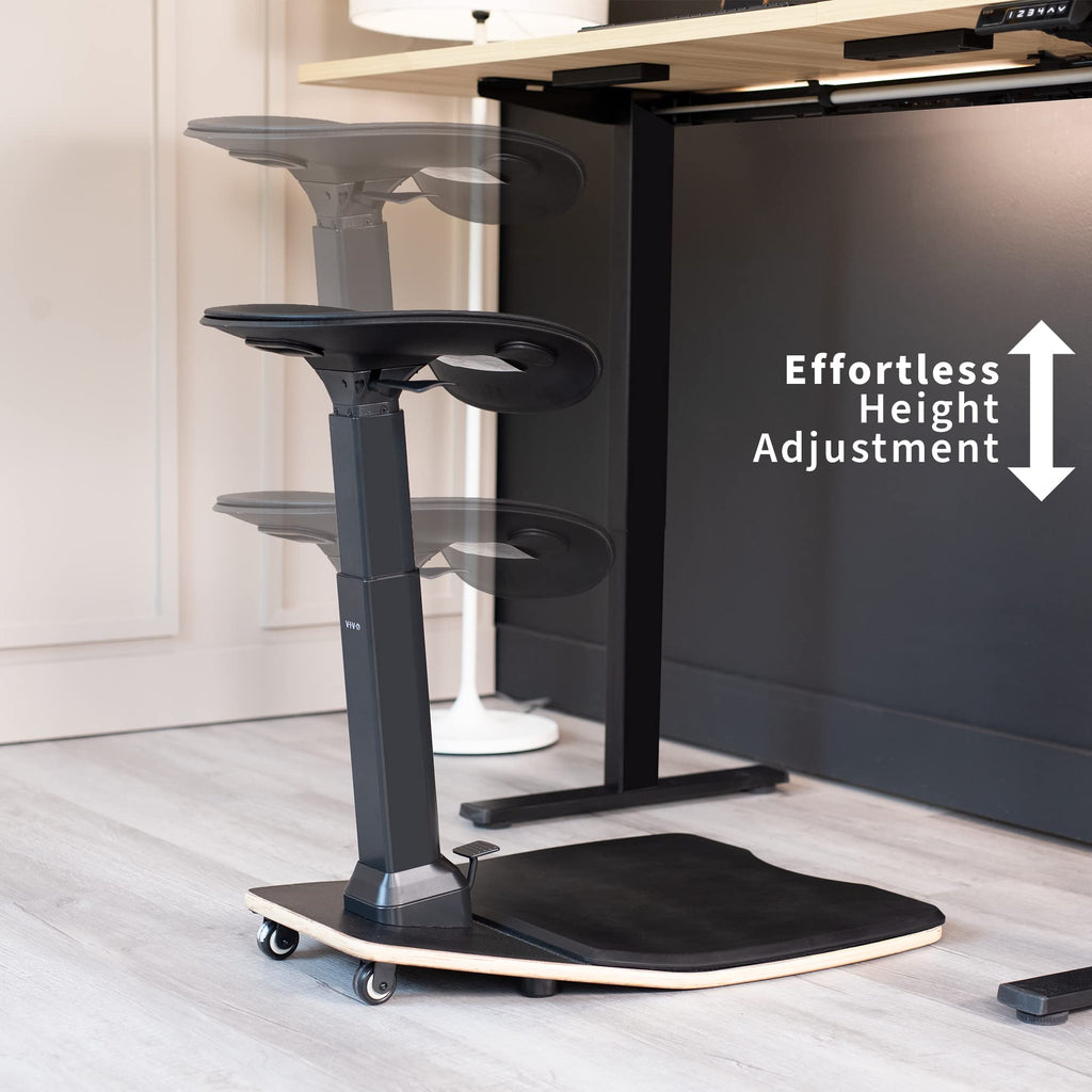 Ergonomic Leaning Perch Chair with Anti-Fatigue Mat, Standing Desk Stool, Height Adjustable Home Office Posture Seat, Black, CHAIR-S02M