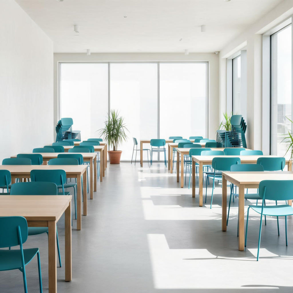 Armless Stacking Chairs Set of 4, Office Waiting Room Chairs with Metal Legs and Ergonomic Plastic Seat, Metal Chairs Set of 4 for Conference Reception Dining Room, Blue