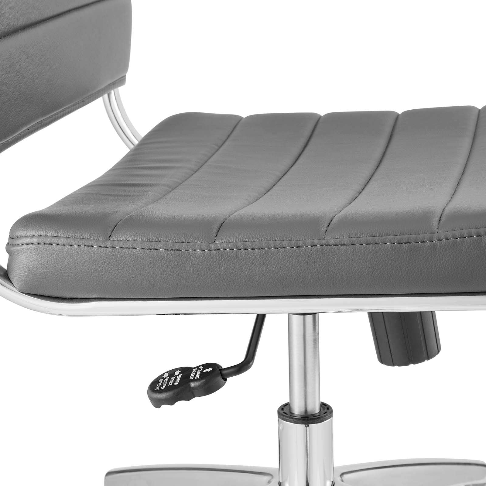 Ribbed Armless Mid Back Swivel Conference Chair In Gray