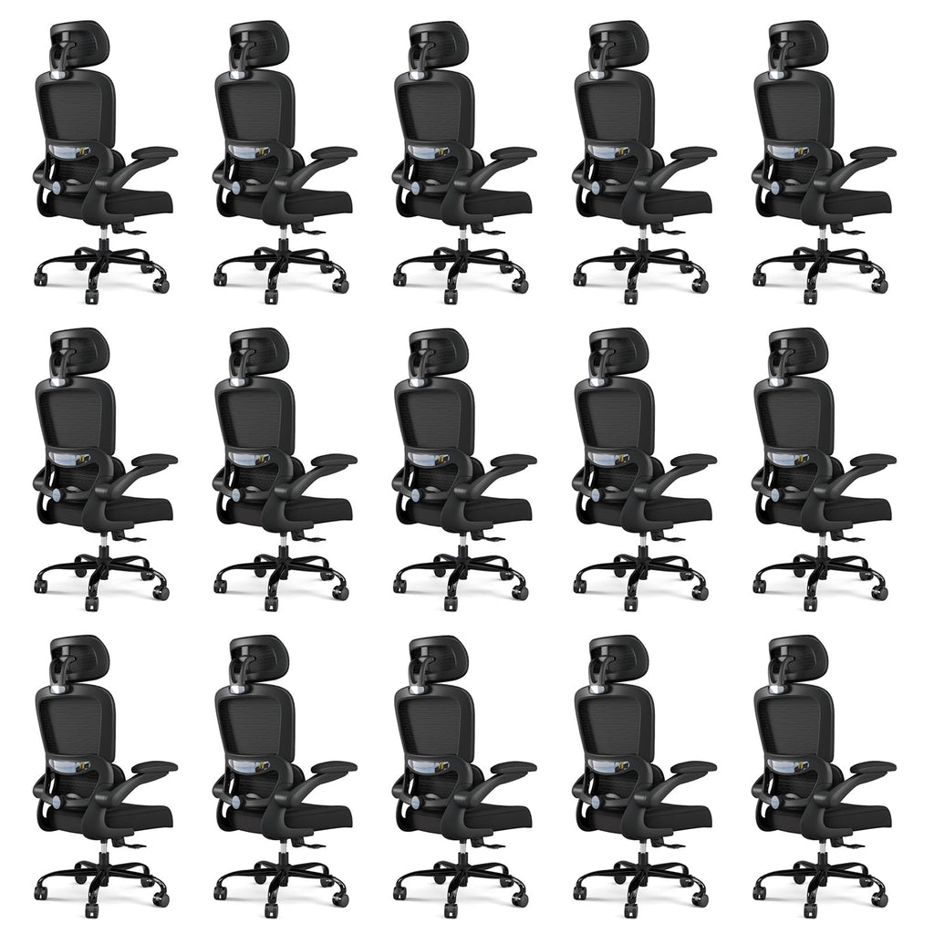 Office Chair Ergonomic Desk Chair, 330 LBS Home Mesh Office Desk Chairs with Wheels, Comfortable Gaming Chairs Black Pack of 15