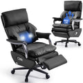 Ergonomic Office Chair with Foot Rest Electric Executive Office Chair-Power Reclining with Massage Big and Tall High Back Computer Chair with Wheels, Sustainable Leather（Black）