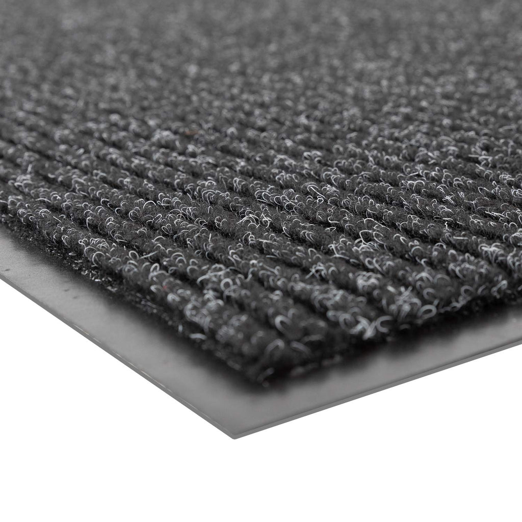 Industrial Door Mat, 2' x 3' Small Entrance Mat, Heavy Duty Commercial Rug for Businesses, Welcome Lobbies, Garage, and Mudroom, Made in the USA, Charcoal Black, Brush Step