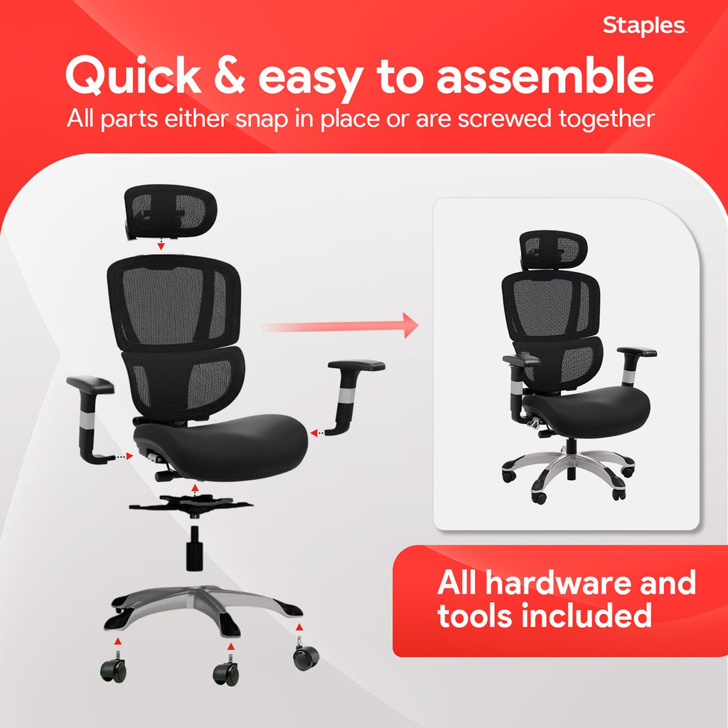 Ergonomic Task Chair, Mesh, Ergonomic, Lumbar Support, Swivel, Black