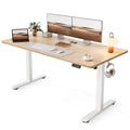 Standing Desk, 55x28 Inches Sit Stand Home Office Desk, Electric Stand up Desk, Adjustable Desk with Splice Board, White Frame/Maple Top