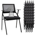 Black (40 pk) Stackable & Foldable Office Chairs with Ergonomic Lumbar Support and Thickened Seat Cushion, Folding Mesh Fabric Reception Guest Chair for School Church Conference Waiting Room
