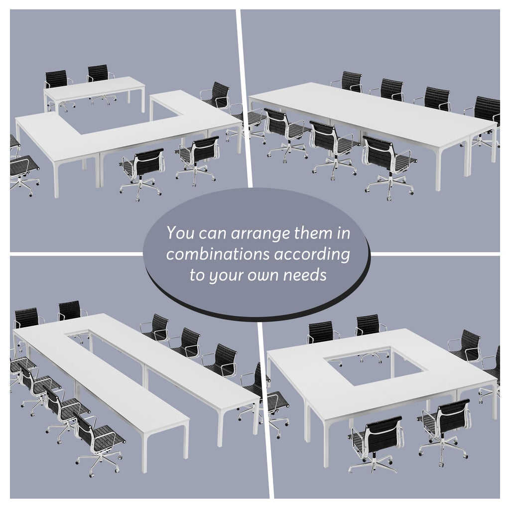 6.5 FT Conference Room Table, 78.74" W x 27.56" D Large Office Conference Table, Modern Seminar Meeting Table Desk for Boardroom, Meeting Room (1, White)