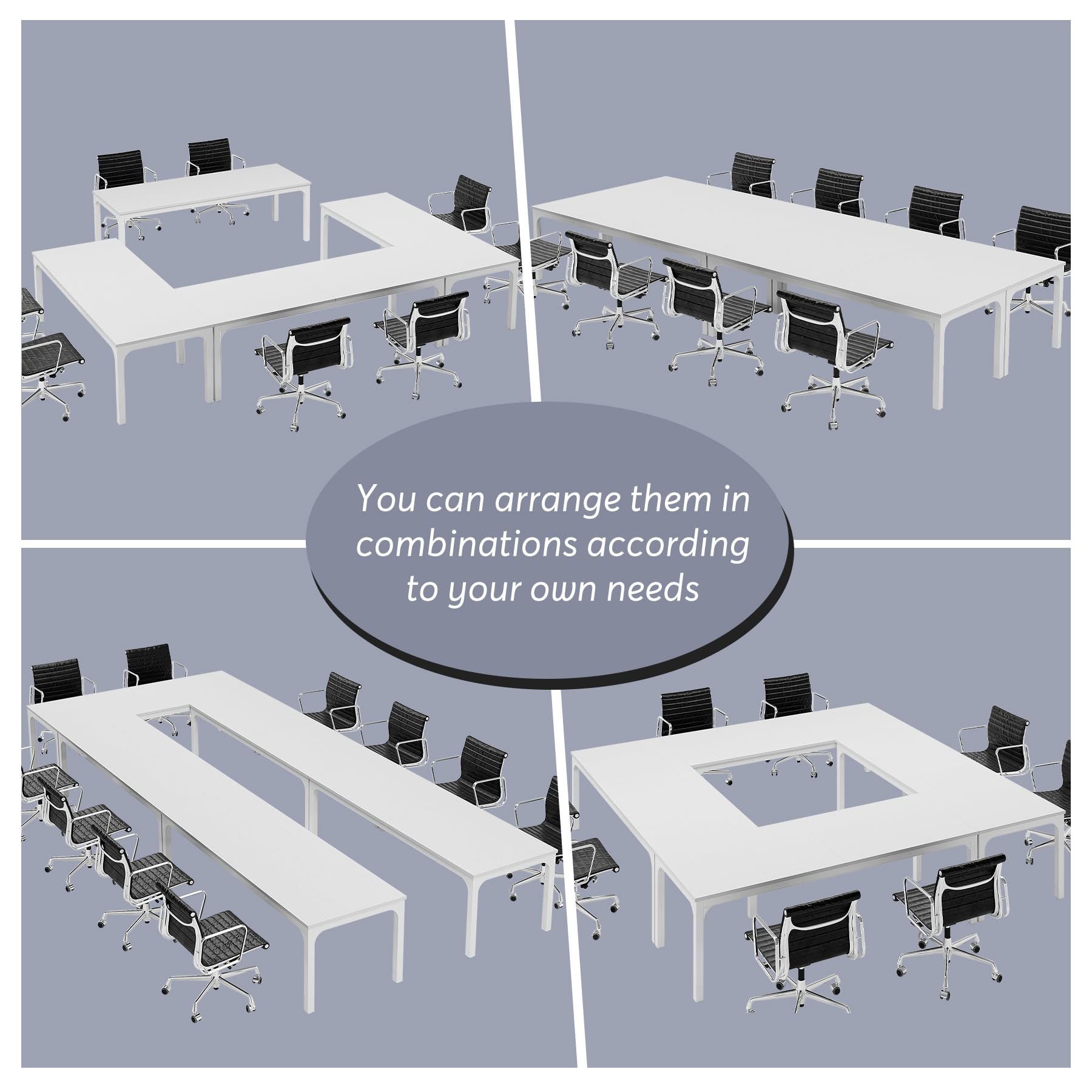 6.5 FT Conference Room Table, 78.74" W x 27.56" D Large Office Conference Table, Modern Seminar Meeting Table Desk for Boardroom, Meeting Room (1, White)