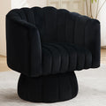 Swivel Accent Barrel Round Chair - Comfy 360° Arm Chairs Cute Small Sofa Club Velvet Reading Chair for Office Living Room Bedroom - Black