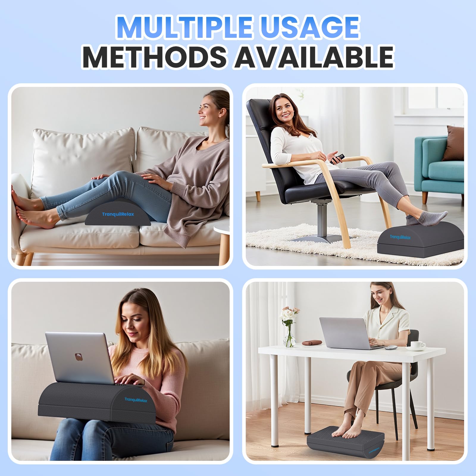 Foot Rest for Under Desk at Work, Gaming Accessories Foot Stool with 3 Adjustable Heights & Washable Cover, Comfortable Office Desk Accessories, Footrest for Office, Home and Car (Gray)