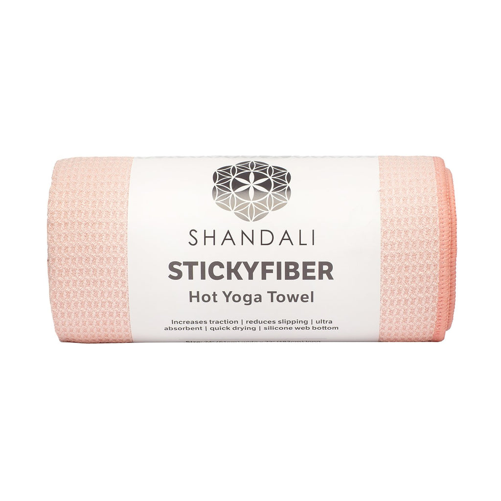 Stickyfiber Hot Yoga Towel - Silicone Backed Yoga Mat-Sized, Absorbent, Non-Slip, 24" x 72" Bikram, Gym, and Pilates (Sakura-Pink, Standard)