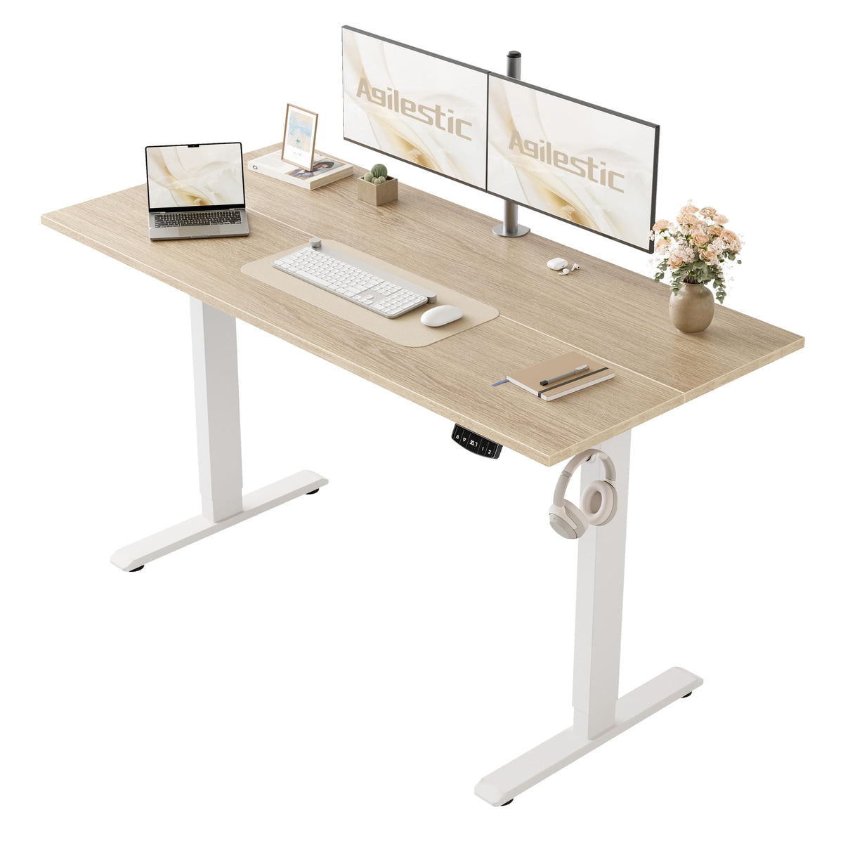 55 * 24 Inch Height Adjustable Electric Standing Desk, Maple