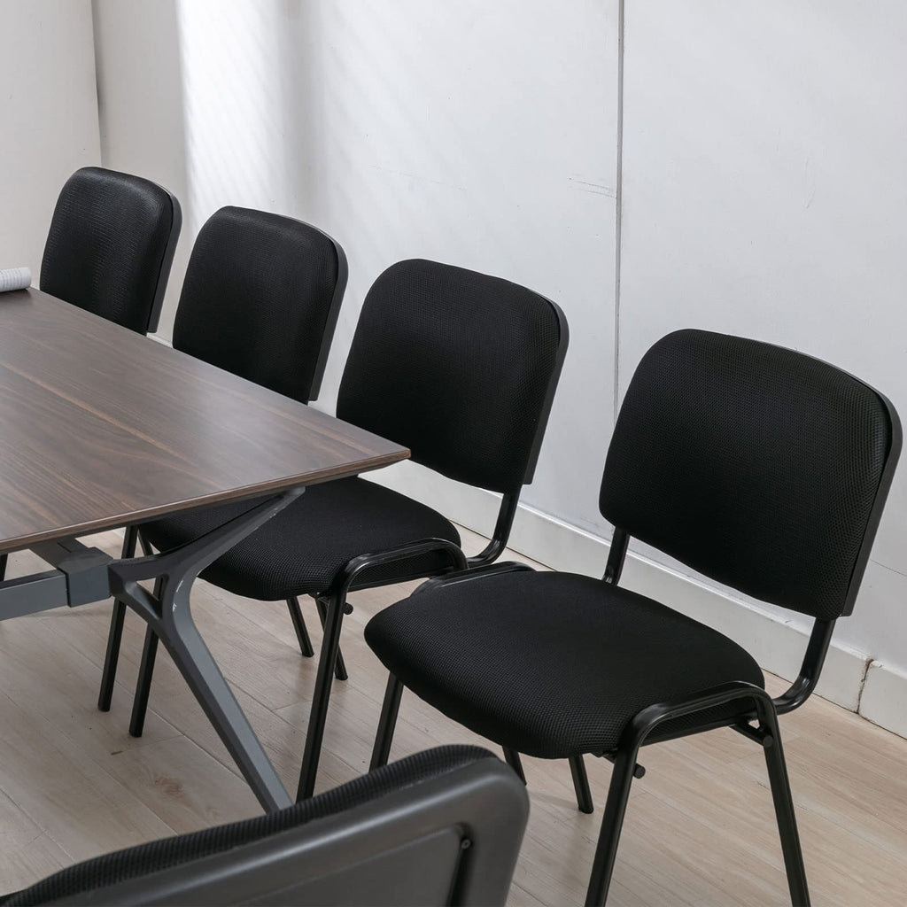 Stackable Office Guest Chairs, Reception Waiting Room Chairs with Padded Seat & Back, Armless No Wheels Conference Chairs for Office Meeting Lobby, Set of 10, Black Mesh Fabric