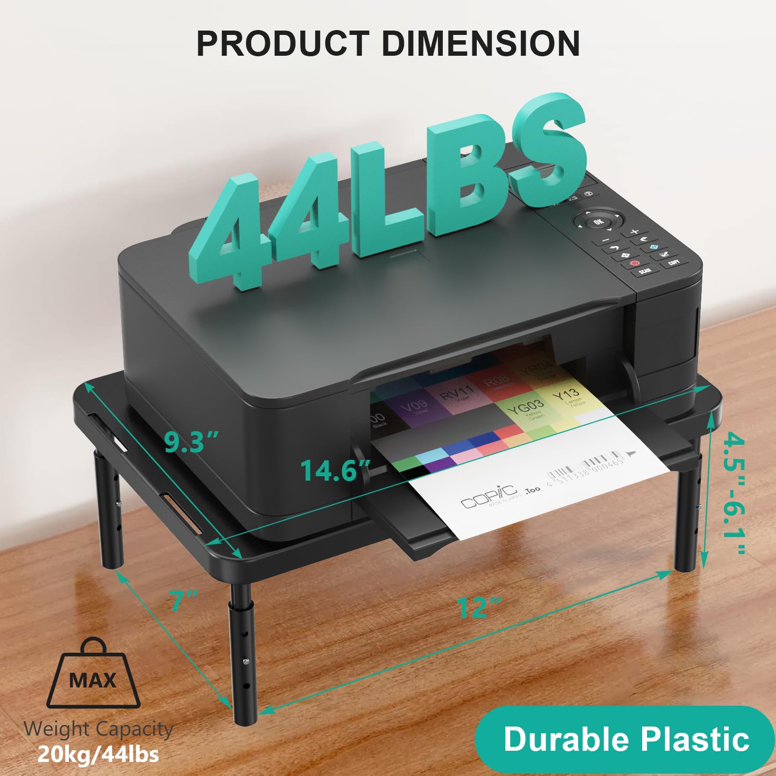 Computer Monitor Stand for Desk, Adjustable Laptop Riser, Desk Monitor Stand Underneath Storage for Office, School Supplies (PTT001-B), 1 Pack, Black