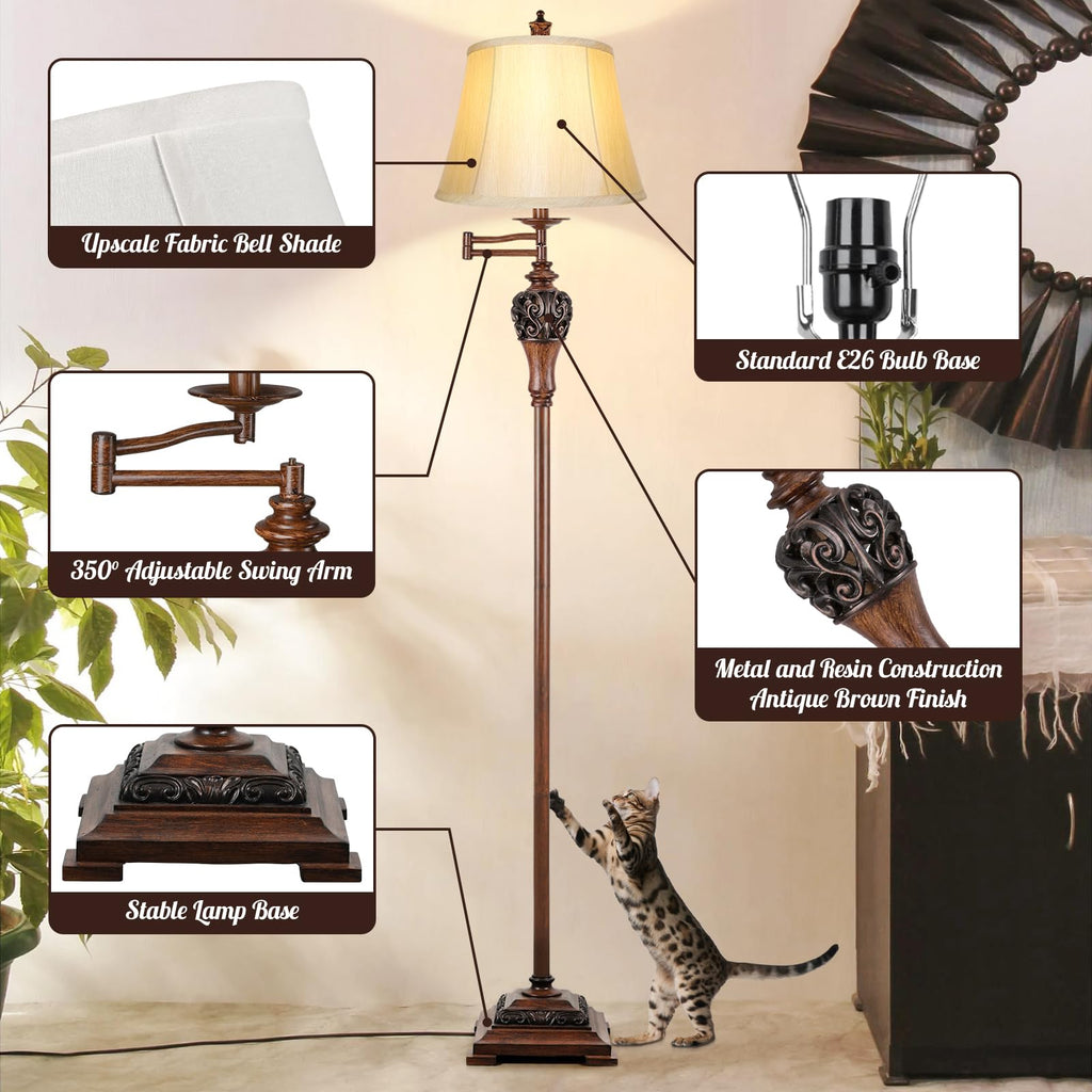 Vintage Floor Lamp for Living Room, Traditional Tall Standing Lamp