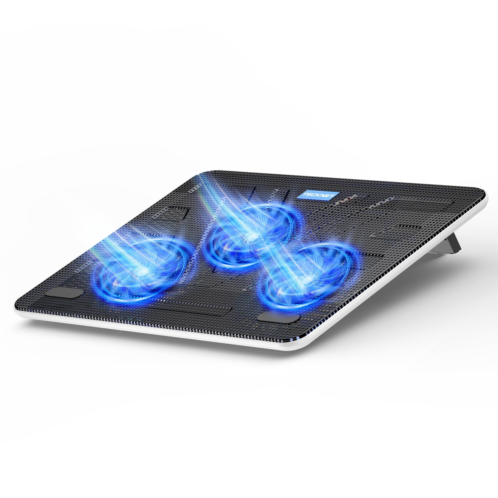 Laptop Cooling Pad, Portable Slim Quiet USB Powered Laptop Notebook Cooler Cooling Pad Stand Chill Mat with 3 Blue LED Fans, Fits 12-17 Inches (White)