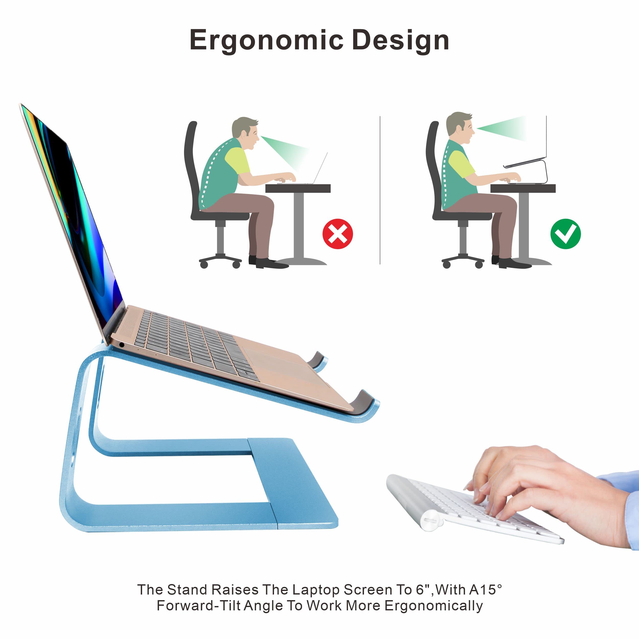 Laptop Stand,Ergonomic Aluminum Laptop Mount Computer Stand,Detachable Laptop Riser,Notebook Holder Stand,All 10-17.3" Laptops (Sky Blue)
