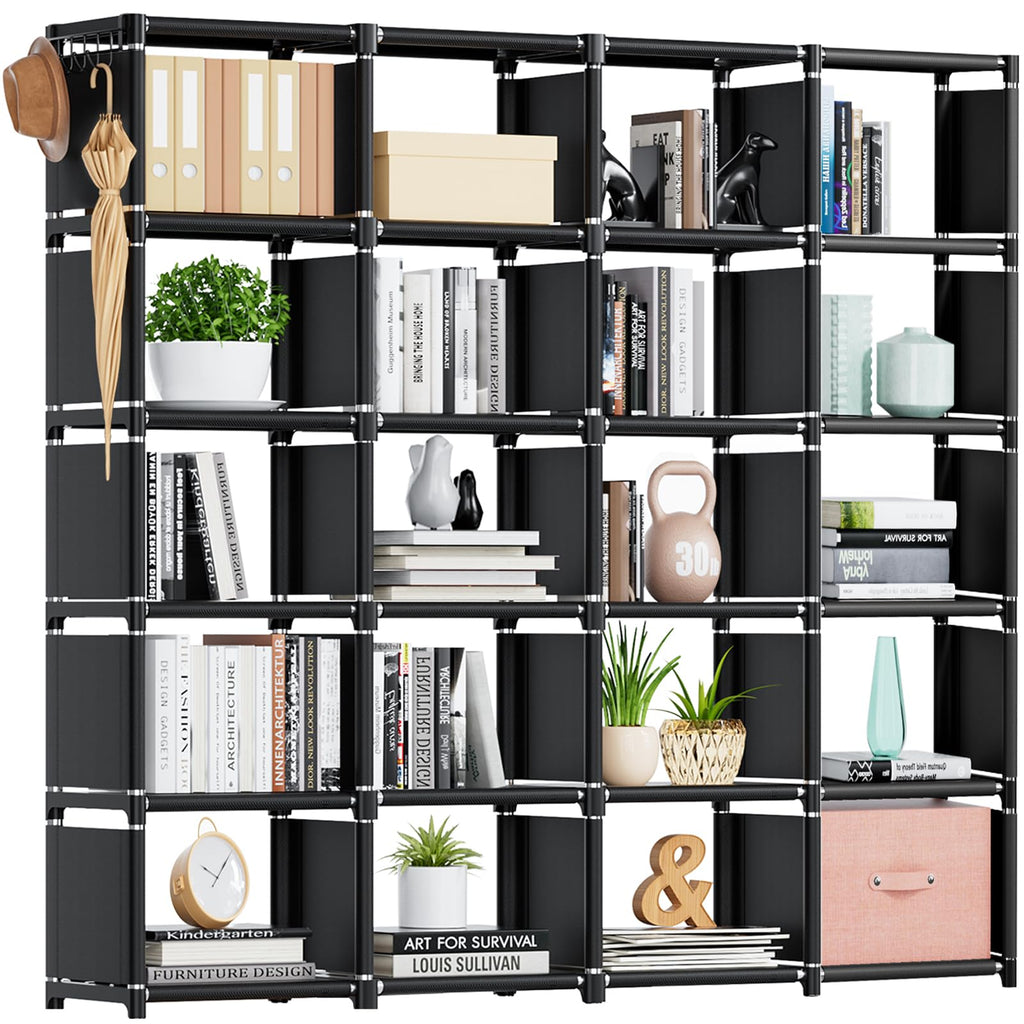 20 Cube Book Shelf, Storage Organizer, Large DIY Bookcase, Metal Cube Bookshelf, Cubbies Closet Storage Organizer Shelves for Bedroom,Living Room,Home,Office