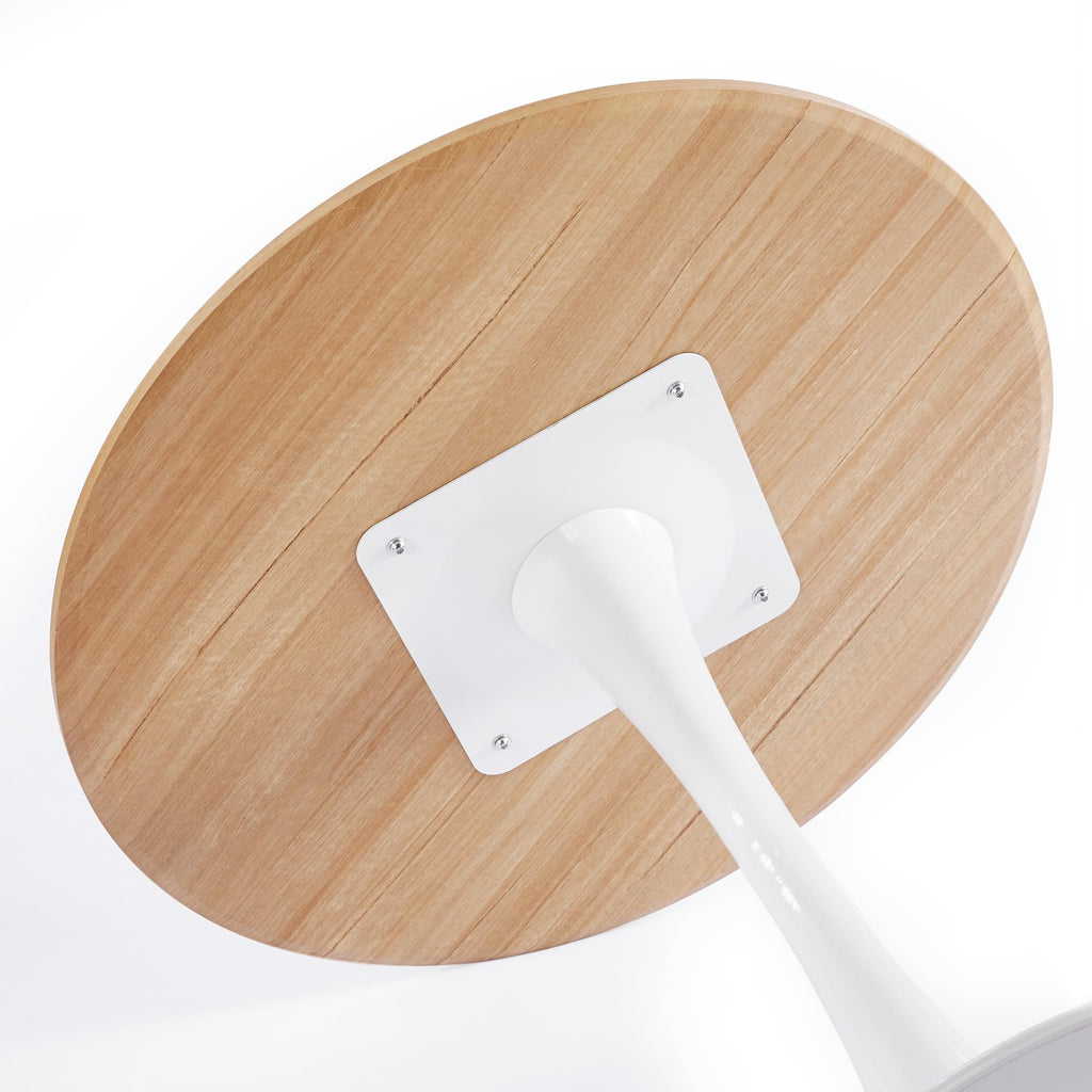 Round Tulip Dining Table, 31.5" Circle Tulip Table with Thickened Tabletop & Metal Pedestal, Mid Century Modern Bistro Table for Kitchen, Small Places, Living Room
