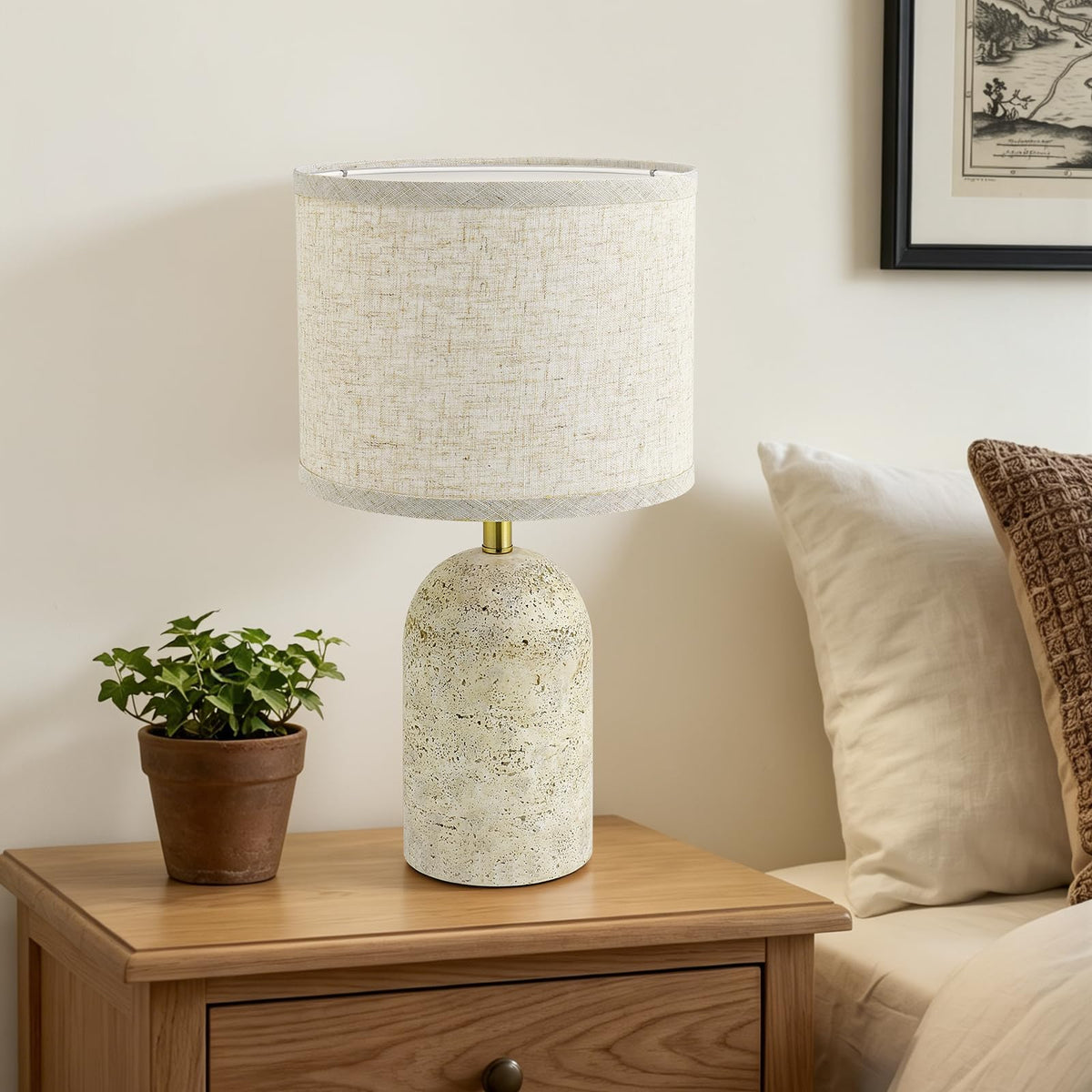 Table Lamps Set of 2, Resin Bedside Lamps for Living Room Bedroom