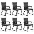 Office Chairs Set of 6, Modern Leather Reception Chairs with Mid Back & Sled Base, No-Wheel Desk Chairs for Waiting Room & Conference Room