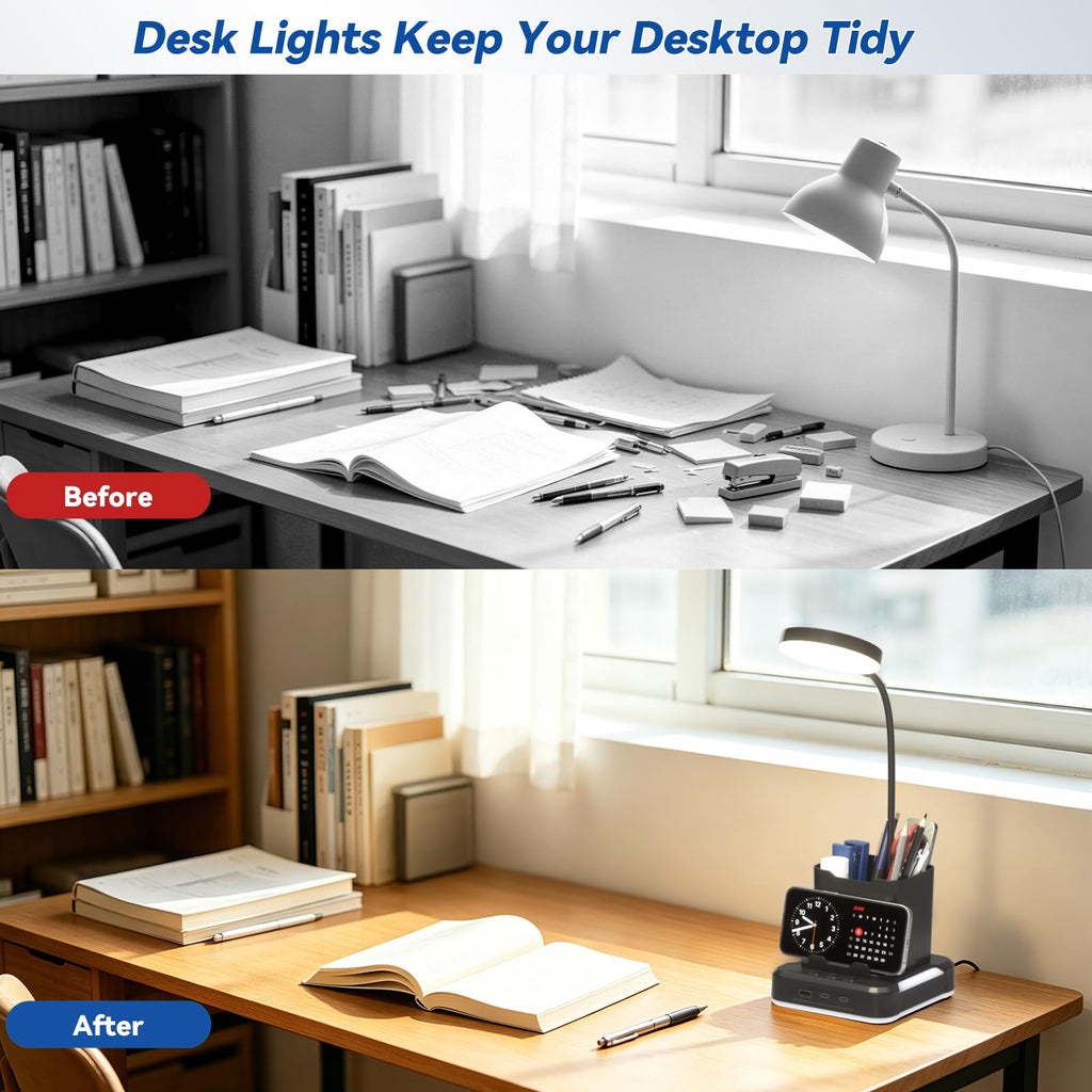 5 in 1 Desk Lamp with Charging Ports, 9 RGB Modes Gaming Table Light