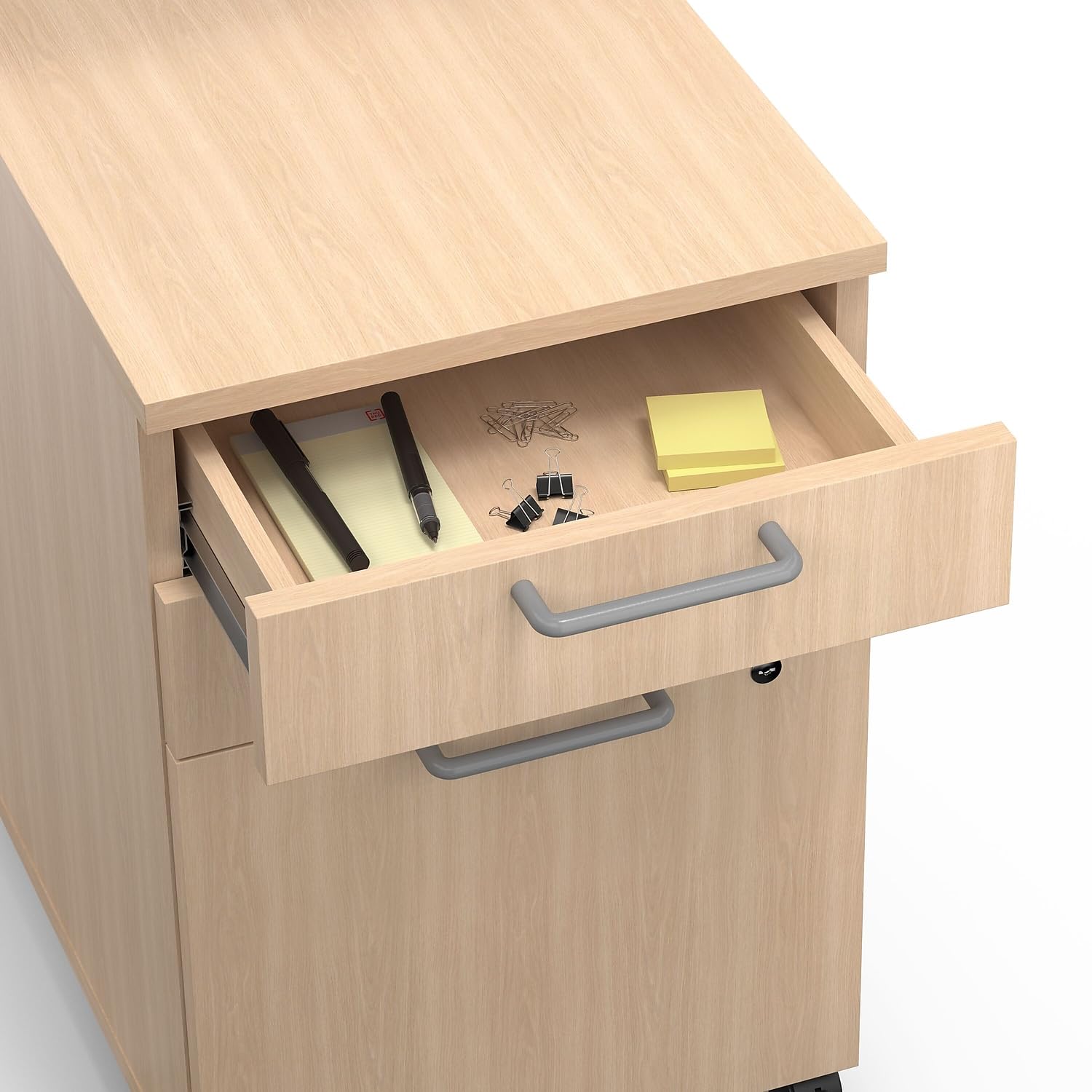 3-Drawer Vertical File Cabinet, Letter & Legal Size Documents, Lockable & Mobile, 21.3" D x 15.6" W x 24.3" H, Natural