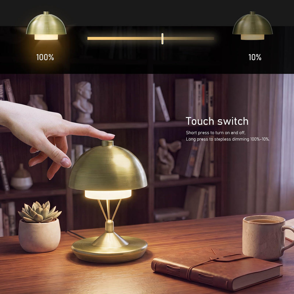 Cordless Modern Table Lamp, Rechargeable Battery, Antique Bronze