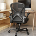 Ergonomic Office Chair, Mesh Fabric Home Office Chairs with Adjustable Lumbar Support, 360° Swivel, and Flip-Up Armrests, Black
