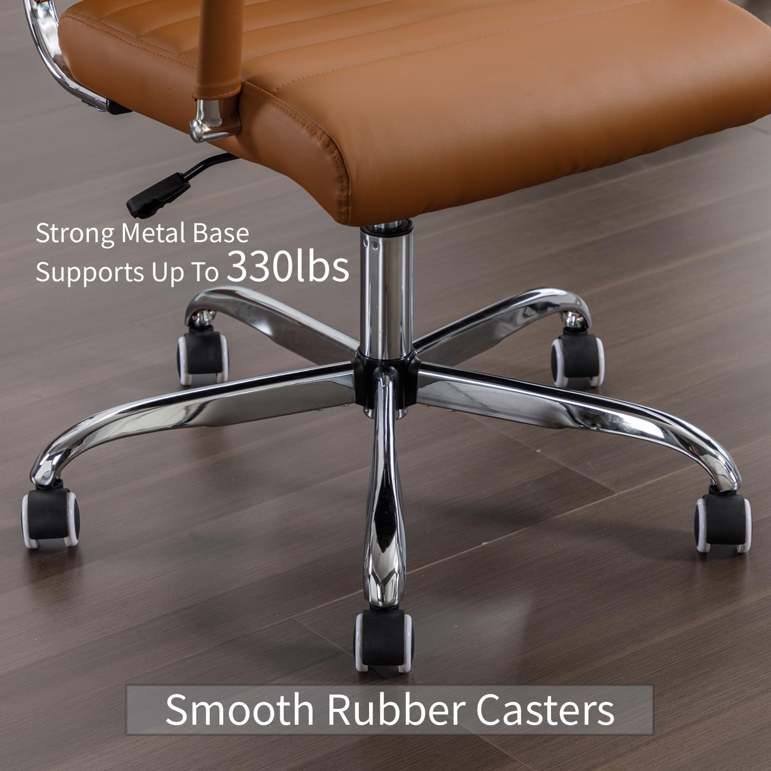 Office Desk Chair Leather, Conference Room Chairs with Wheels, Executive Modern High Back Ergonomic Swivel Rolling Ribbed Computer Chair
