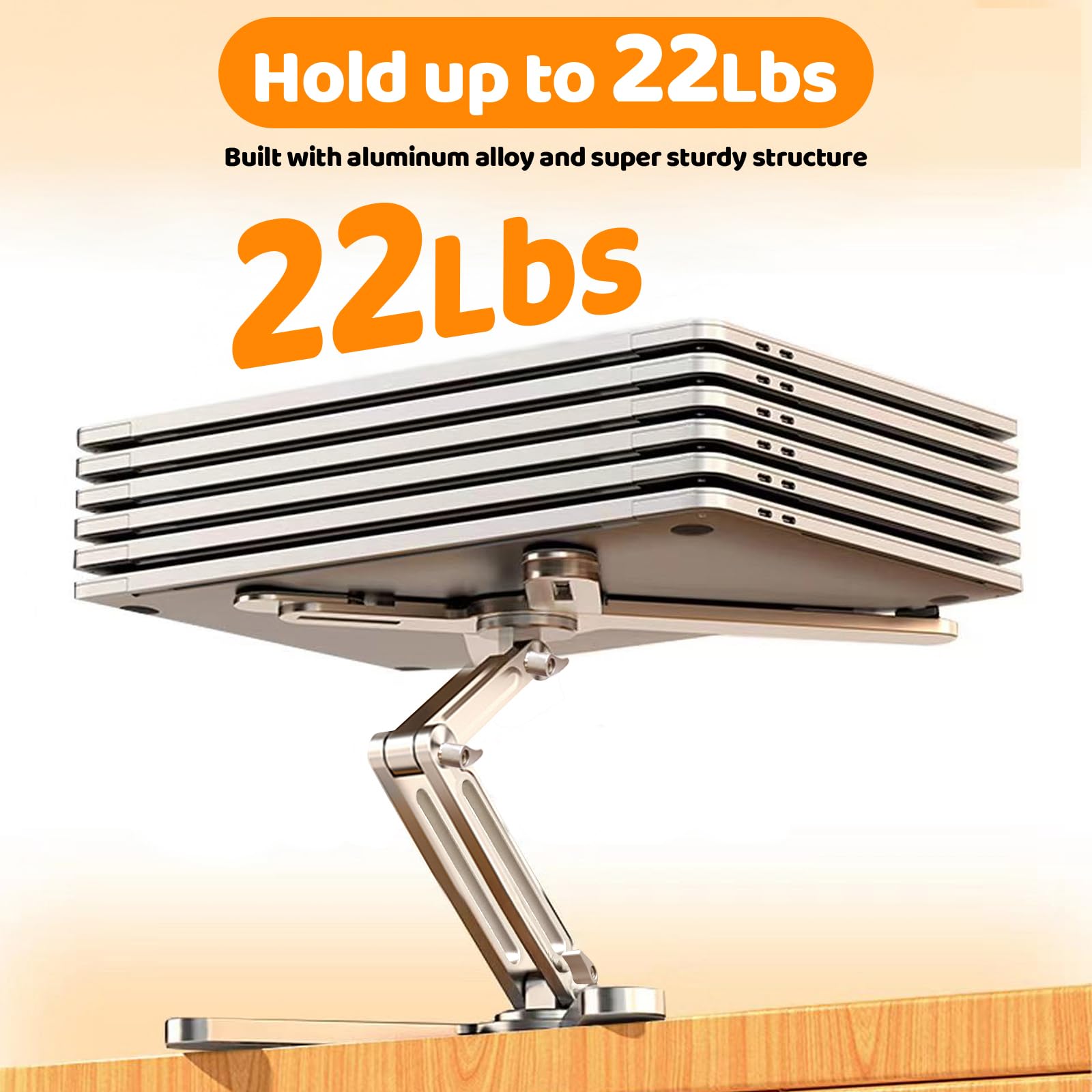 Rotating Laptop Stand, Adjustable Height & Angle, Ergonomic Metal Riser for Desk Collaborative Work, Fully Foldable for Easy Storage, Fits All MacBook & Laptops up to 16 inches, Silver