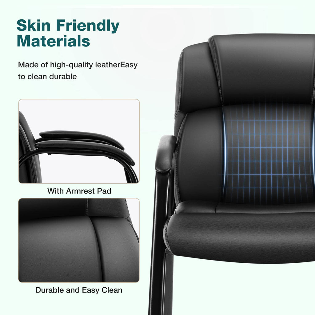 Set of 6, Waiting Room Chair Leather Office Desk Reception Guest Stationary Side Chairs with Padded Arms for Home Conference Lobby Area Meeting Church Medical Clinic Elderly Student