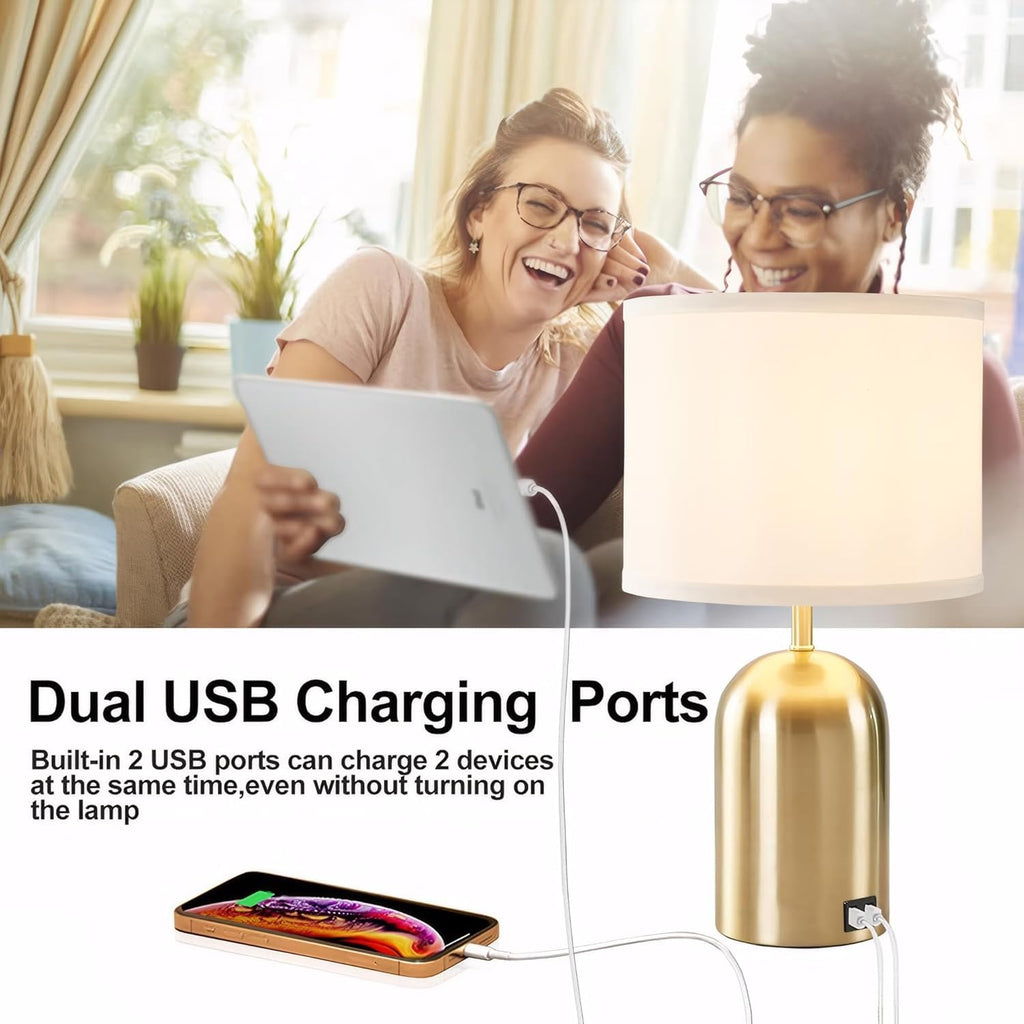 Touch Control Table Lamp, Gold Bedside Table Lamps for Bedroom