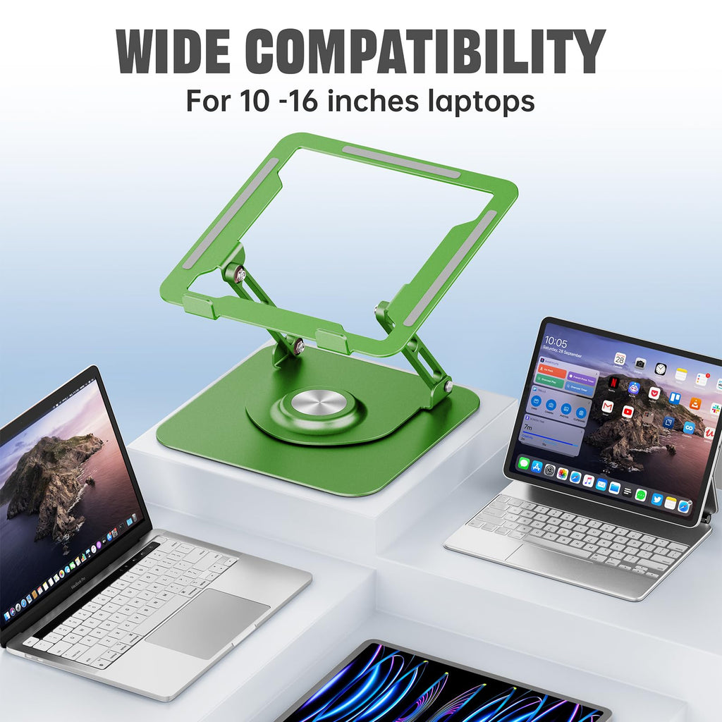 Laptop Stand for Desk, Adjustable Computer Stand with 360° Rotating Base, Ergonomic Laptop Riser for Collaborative Work, Foldable & Portable Laptop Stand, fits for All 10-16" Laptops