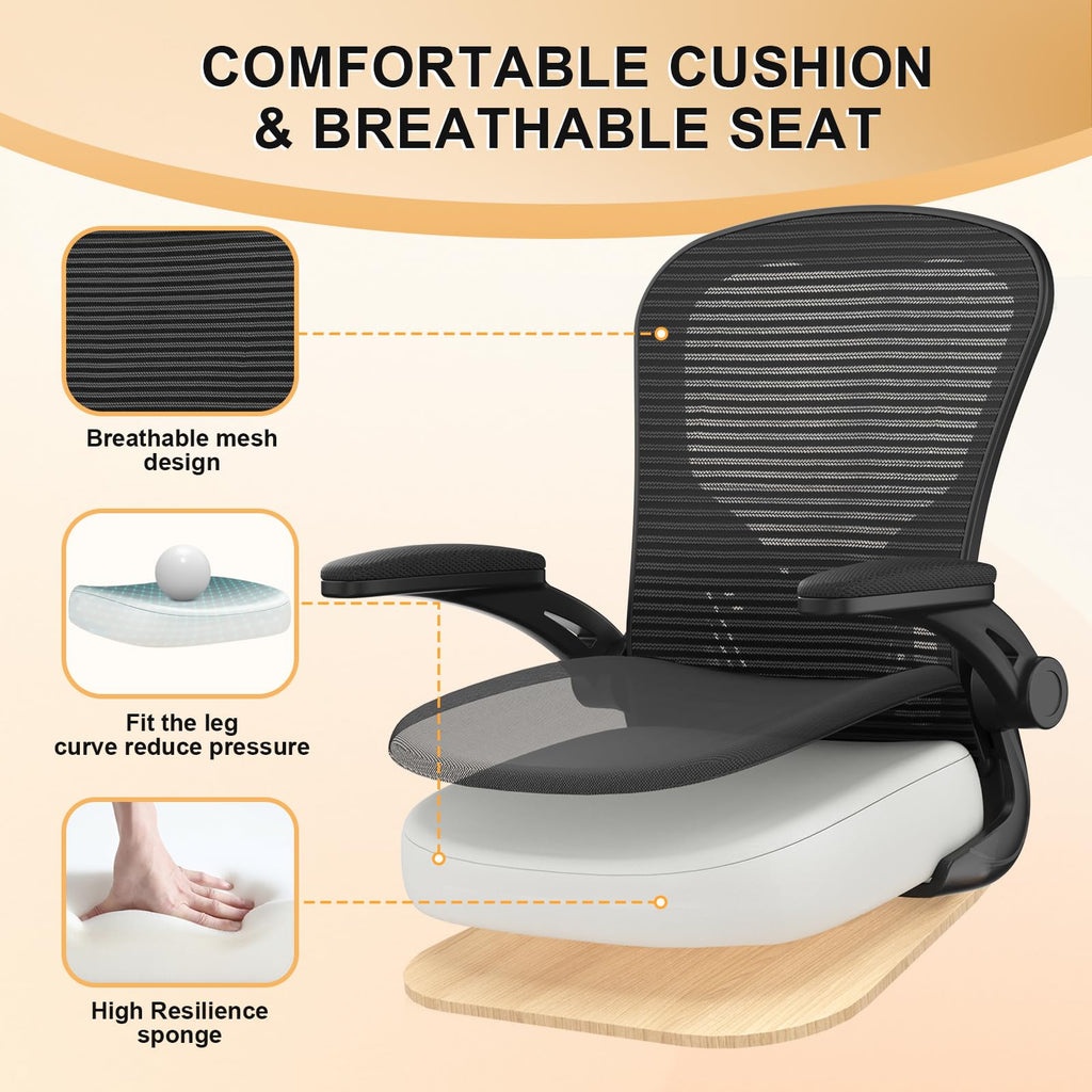 Pack of 2, Office Chair, Ergonomic Desk Chairs 330LBS Capacity High Back Mesh Computer Chair with Flip-up Armrests, Comfy Work Chair with Adjustable Lumbar Support