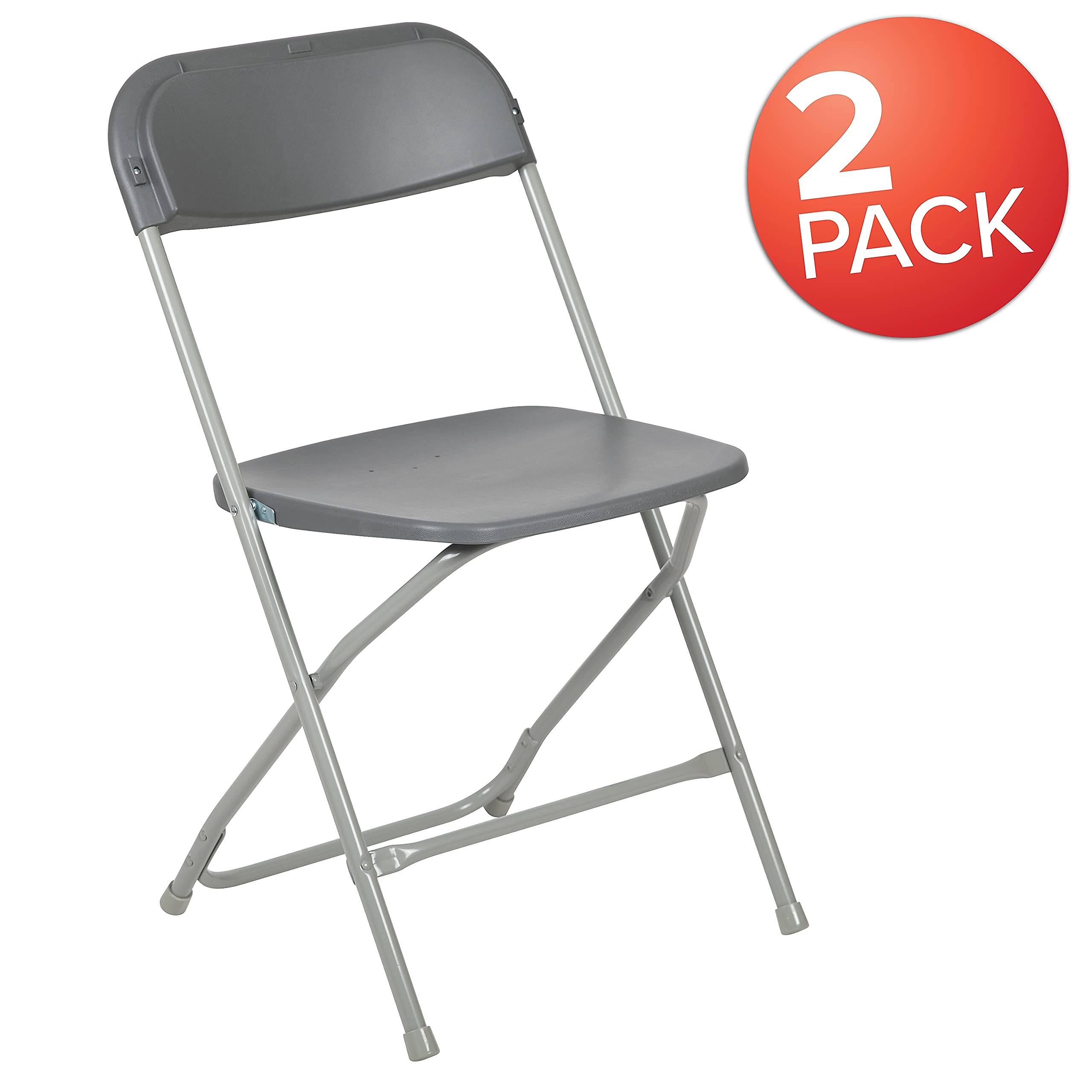 2 Pack , Hercules Series Plastic Folding Chair - Grey - 650LB Weight Capacity Comfortable Event Chair-Lightweight Folding Chair