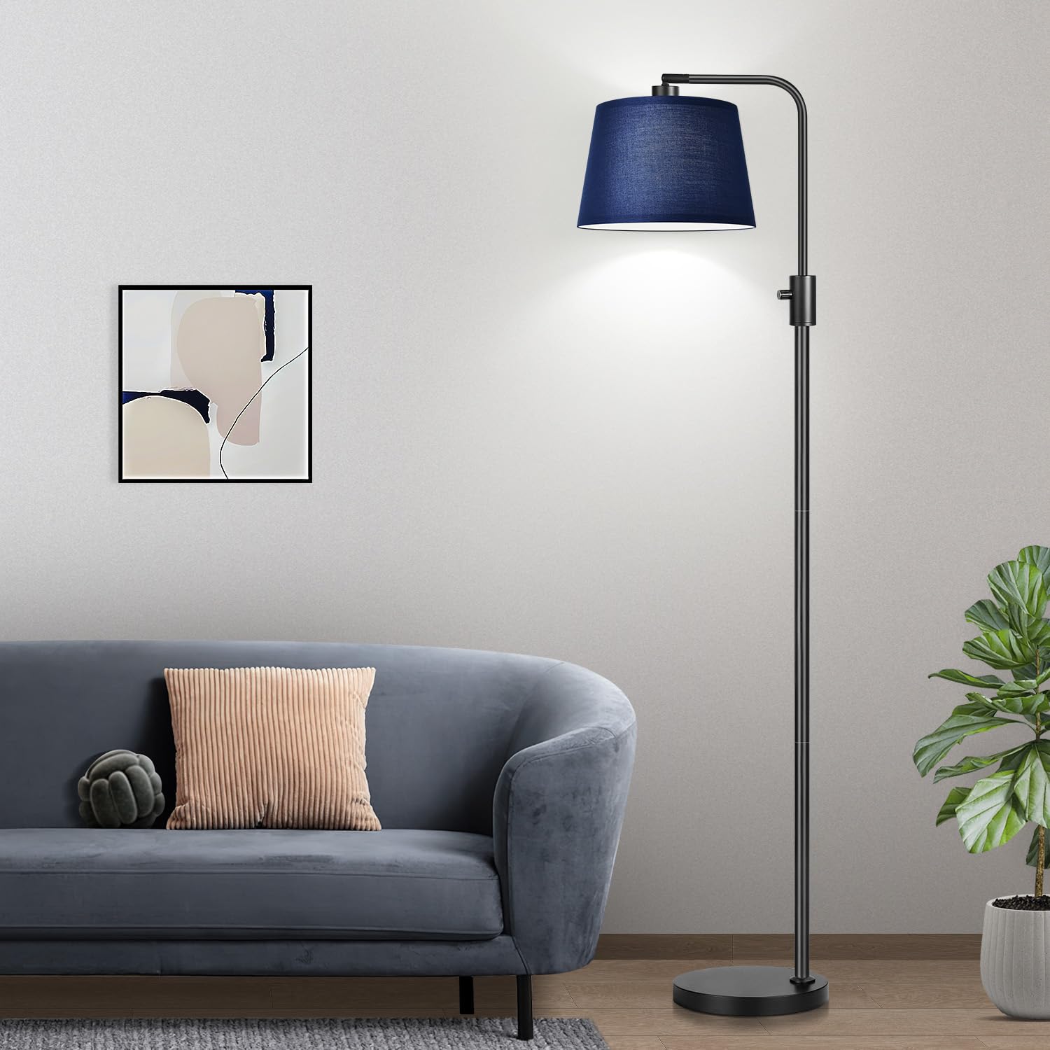 Floor Lamp, 1000 Lumens LED Edison Bulb Included, Modern Arc Standing Tall Floor Lamp for Living Room Bedroom Office Dining Room - Blue