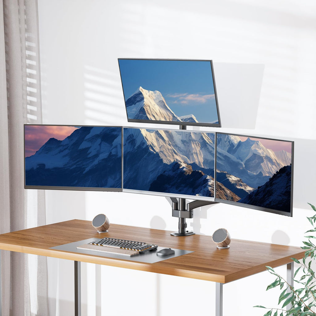 Quad Monitor Mount for 13-27 inch Screens, Extra Tall 4 Monitors Desk Mount, up to 19.8lbs, 32.2 inch Height Max, Fully Adjustable 4 Monitor Arms, VESA 75/100mm (GSDM004S), Black