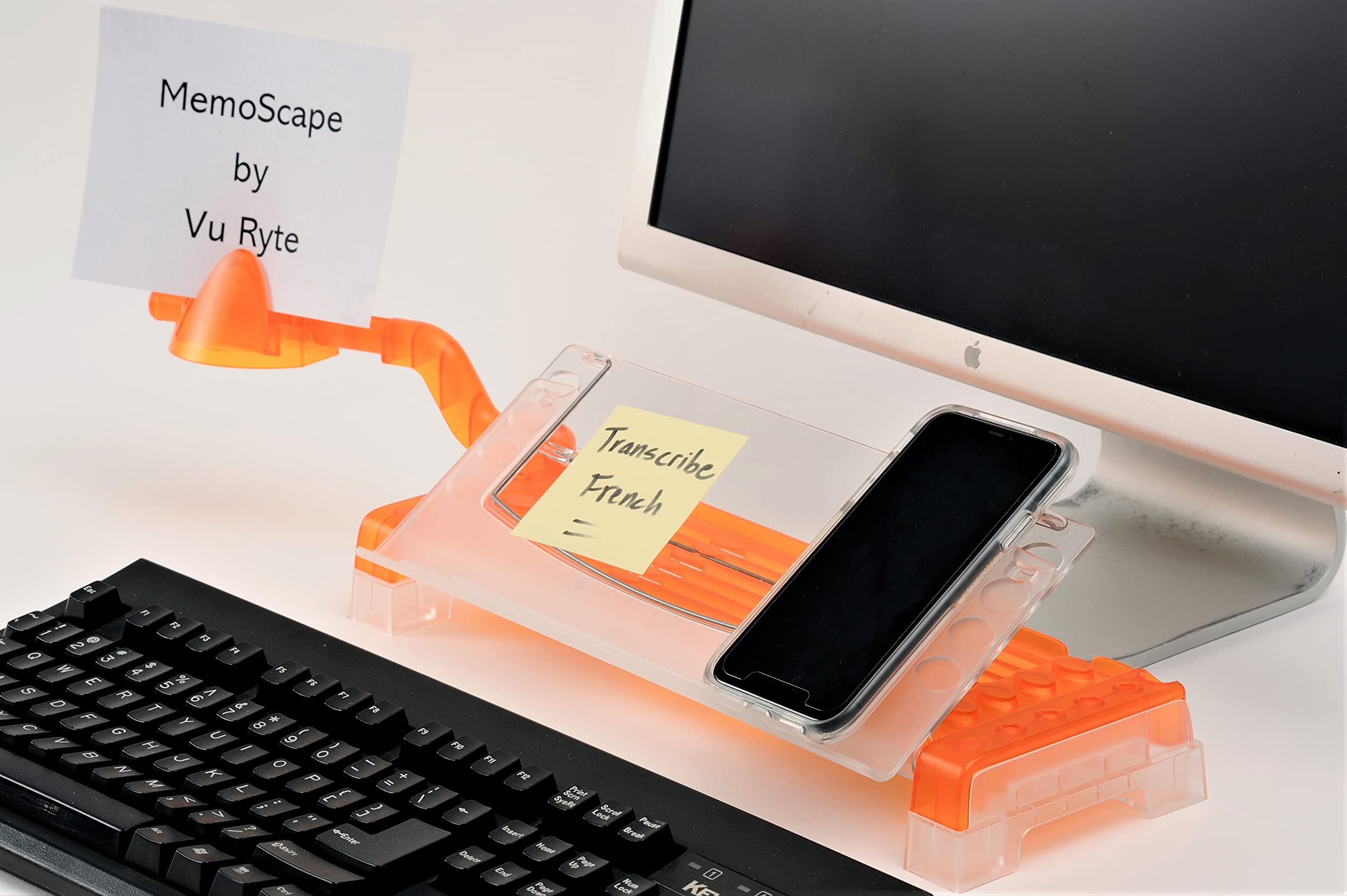 Adjustable in-Line Document Holder for Typing | Reduces Neck Strain, Improves Focus, Boosts Desk Organization, and Workflow | Paper Holder Stand for Desk and Home Office - Orange