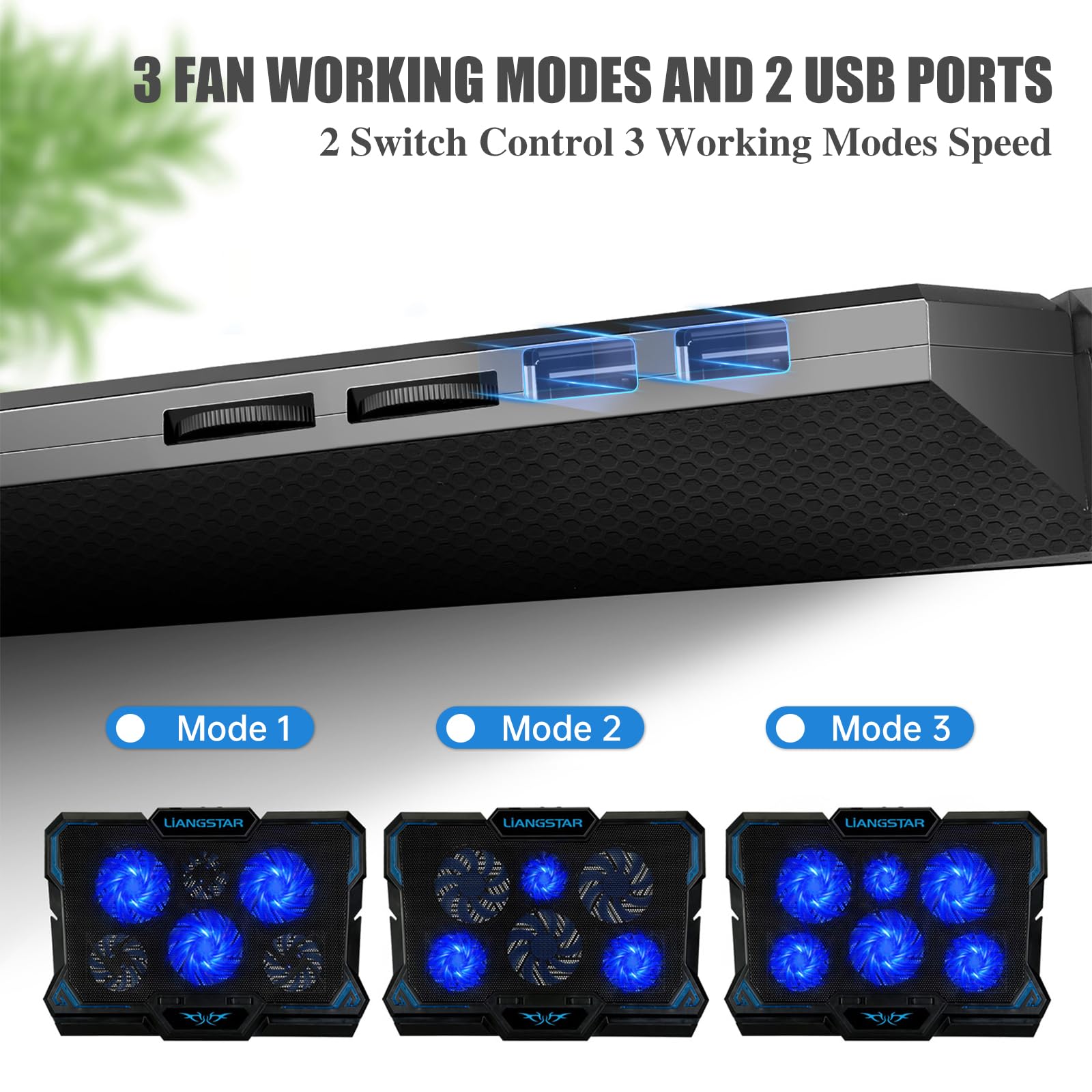Laptop Cooling Pad, Laptop Cooler with 6 Quiet Led Fans for 15.6-17 Inch Laptop Cooling Fan Stand, Portable Ultra Slim USB Powered Gaming Laptop Cooling Pad, Switch Control Fan Speed Function
