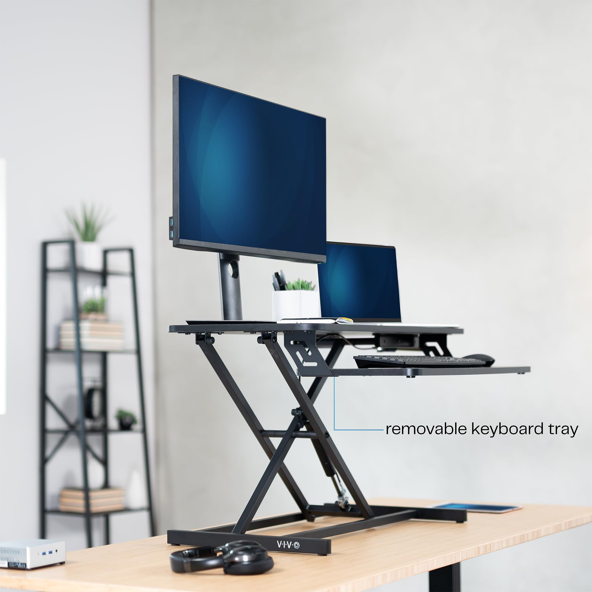 Black 32 inch Stand Up Desk Riser