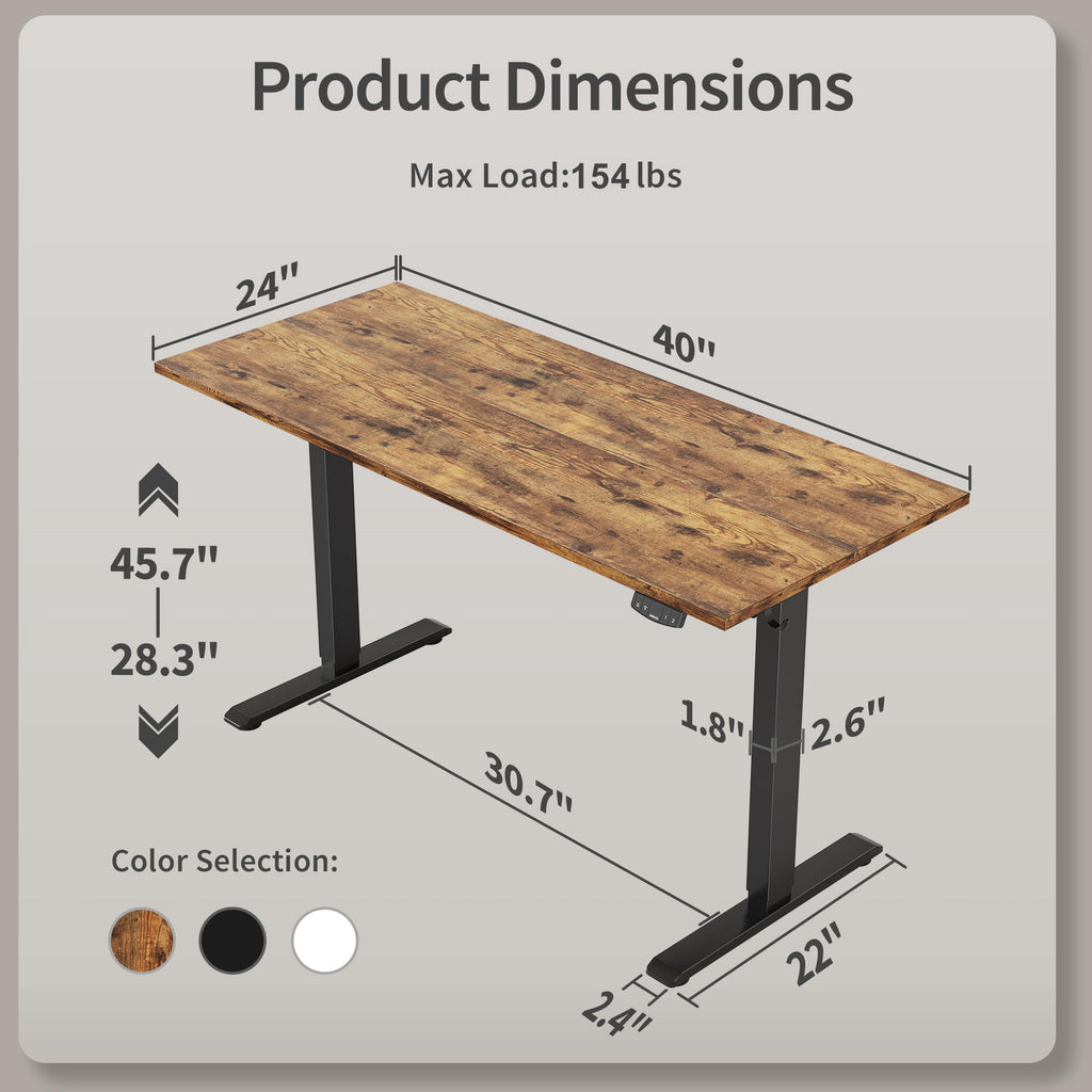 40*24 Inch Height Adjustable Electric Standing Desk, Rustic Brown