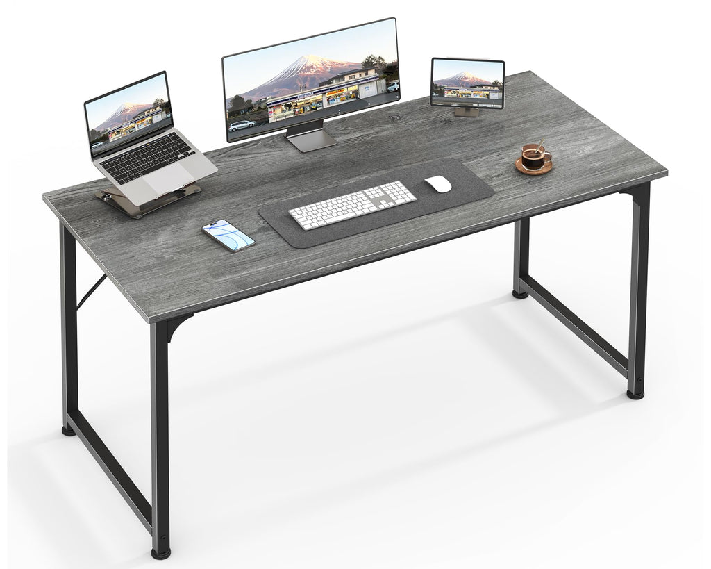 Computer Desk, 48 Inch Office Desk, Gaming Desk with Storage, Writing Desk Work Desk for Home Office, Study, Modern Simple Desk, Large Legroom, Metal Frame, Grey