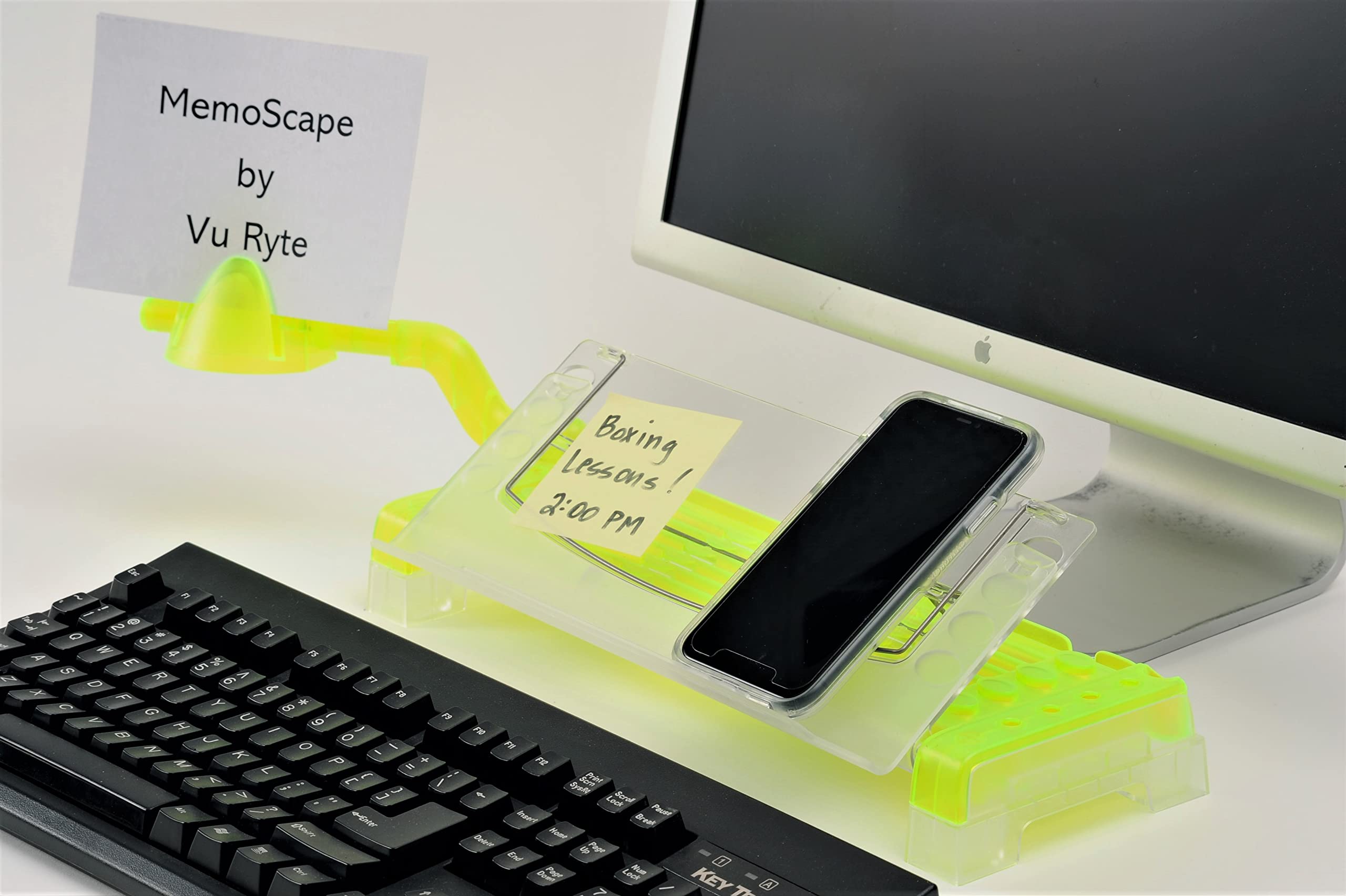 Adjustable in-Line Document Holder for Typing | Reduce Neck Strain, Improve Focus, Boost Desk Organization/Workflow | Paper Holder Stand for Desk and Home Office - Chartreuse