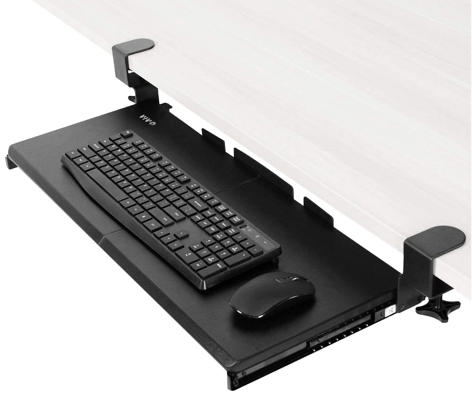 Large Keyboard Tray Under Desk Pull Out with Extra Sturdy C Clamp Mount System, 27 (33 Including Clamps) x 11 Inch Slide-Out Platform Computer Drawer for Typing, Black