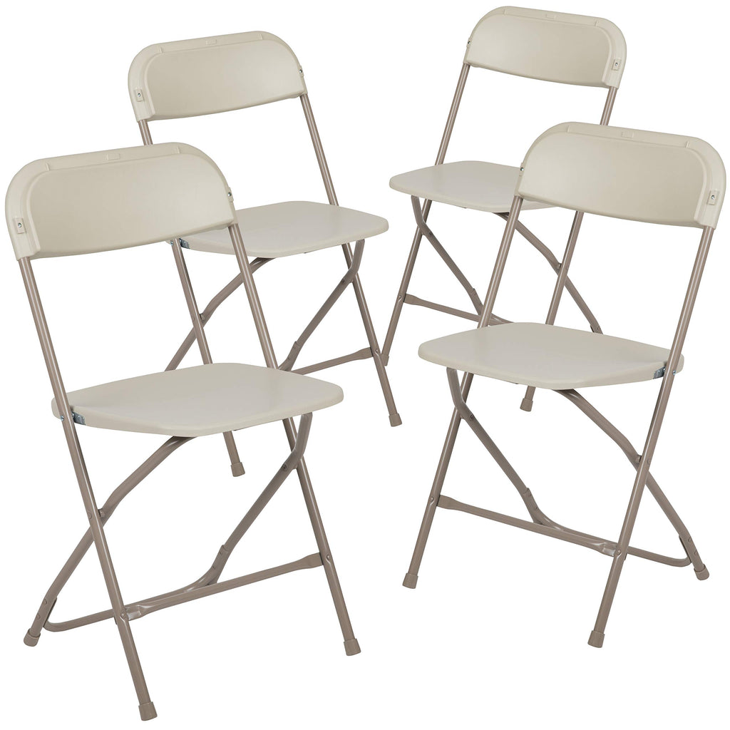 4 Pack, Hercules Series Plastic Folding Chair - Beige - 650LB Weight Capacity Comfortable Event Chair-Lightweight Folding Chair