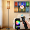 Floor Lamp for Living Room with Smart RGB Bulb, Black Standing Lamp with Remote, Color Changing Tall Lamps with Music Sync for Bedroom (1-Black)